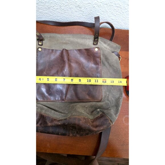 Vintage In Blue Canvas & Leather Crossbody Bag With Adjustable Strap - Picture 9 of 12